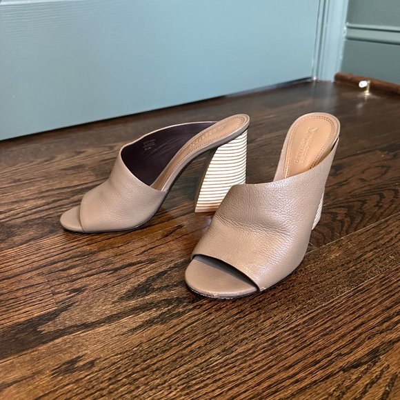 Mercedes Castillo Izar High Asymmetrical Leather Mule Heels Size 8/38 - Picture 5 of 5